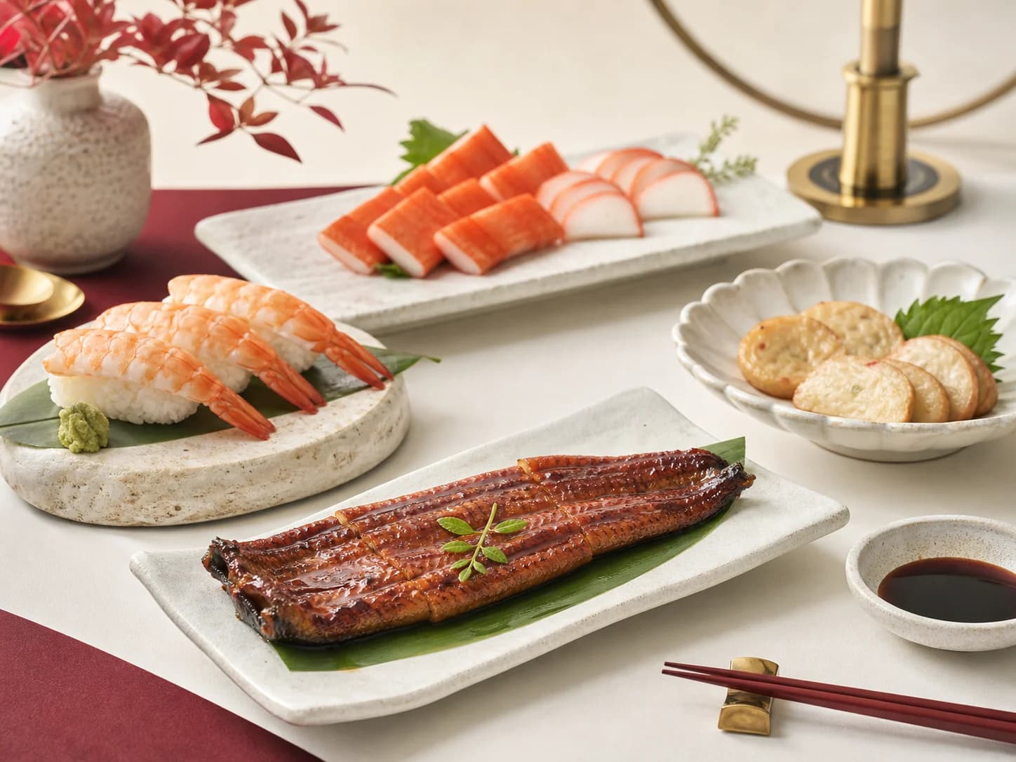 Bàn món Nhật – Hàn hoàn chỉnh với lươn nướng và sushi